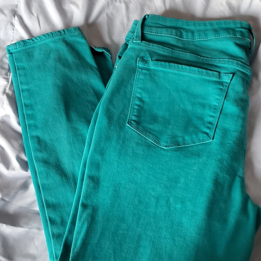 Teal skinny jeans